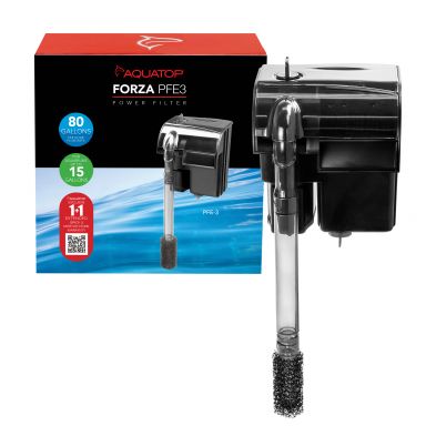 AQUATOP Forza 80 GPH Power Filter for up to 15 Gallon Aquariums, Advanced Filtration Design, PFE-3